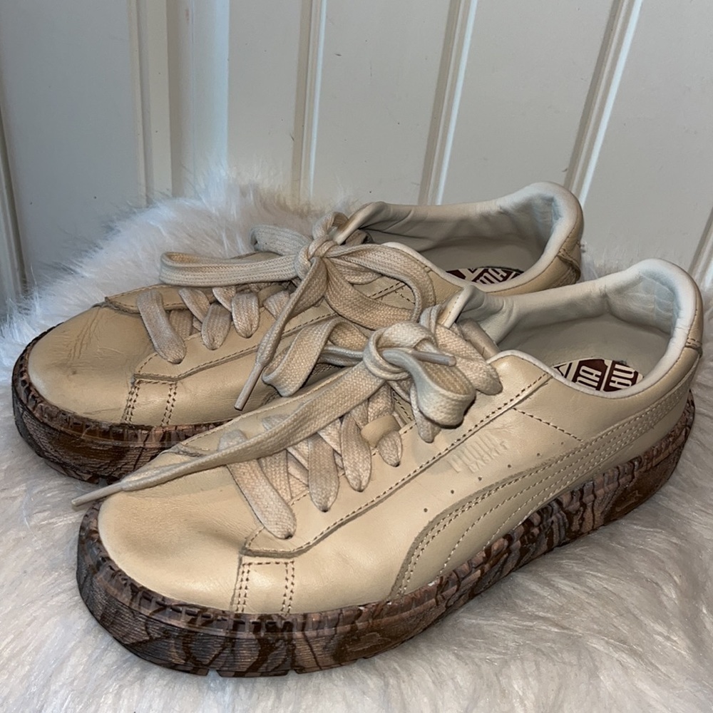 PUMA Vanilla Cream Trace Mimicry Leather Platform Sneaker  8.5 skater y2k grunge - Picture 13 of 13